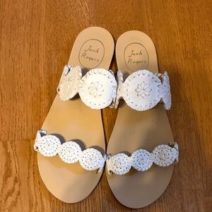 Jack Rogers Cream Scalloped Sandals